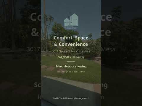 Updated 4-Bedroom Costa Mesa Home | $4,800 + Reduced Deposit & Move-In Special property video
