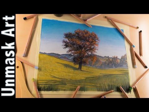 Beautiful Fall Landscape  | Colored Pencil Drawing Time Lapse