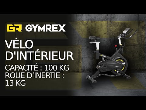 Vidéo - Vélo d'intérieur - Roue d'inertie de 13 kg - Supporte jusqu'à 100 kg - LCD avec amortisseur de chocs