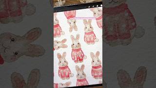How to draw a cute easy bunny on procreate watercolour #procreate #digitalart #drawingtutorial #art