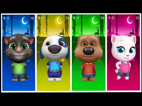 Talking Tom and friends Tom vs Angela vs Ben vs Hunk in  Tiles Hop Coffen banec  #101