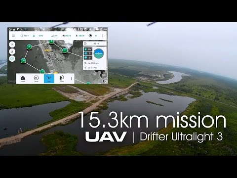 UAV drone Drifter ultralight - 15.36km autonomous flight on APM