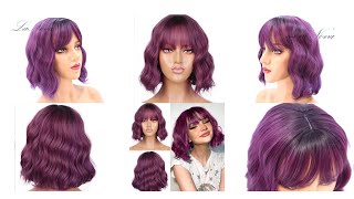 LANOVA Ombre, Black and Purple Wig with bangs Wig Review by ReviewsJust4U!