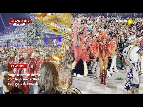 Vídeo: Virginia termina desfile com tapa-sexo solto e sem parte da fantasia.