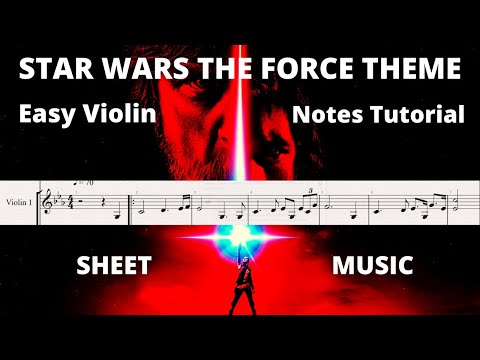 STAR WARS THE FORCE THEME - Easy Violin Tutorial + SHEET MUSIC NOTES!