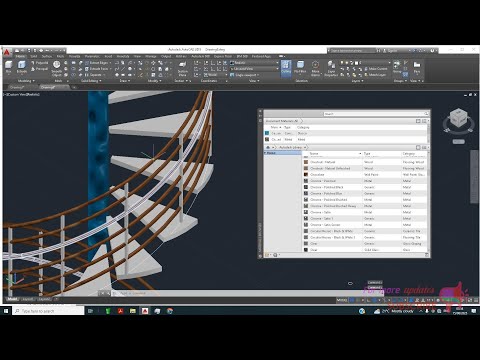 AutoCAD 3D Spiral Stair with Railing.