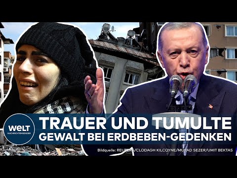 TÜRKEI TRAUERT: Erdogan konfrontiert mit Wut! Tränen und Ausschreitungen bei Erdbeben-Gedenken