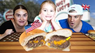 Brits Try American Juicy (Jucy) Lucy Burgers for the first time!