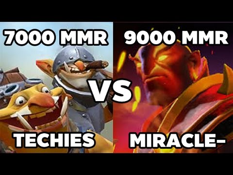 Techies 7000 MMR vs Miracle- 9000 MMR