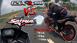 Download lagu HOT!!! GSX-R 150 VS Satria 150 Fi Drag Race On 201m, 402m, & 1000m  ! - By. Adam Benny mp3