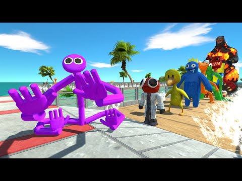 Rainbow Friends Purple Oasis Death Run - Animal Revolt Battle Simulator