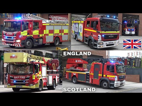 Fire engines and Special Trucks responding in England and Scotland