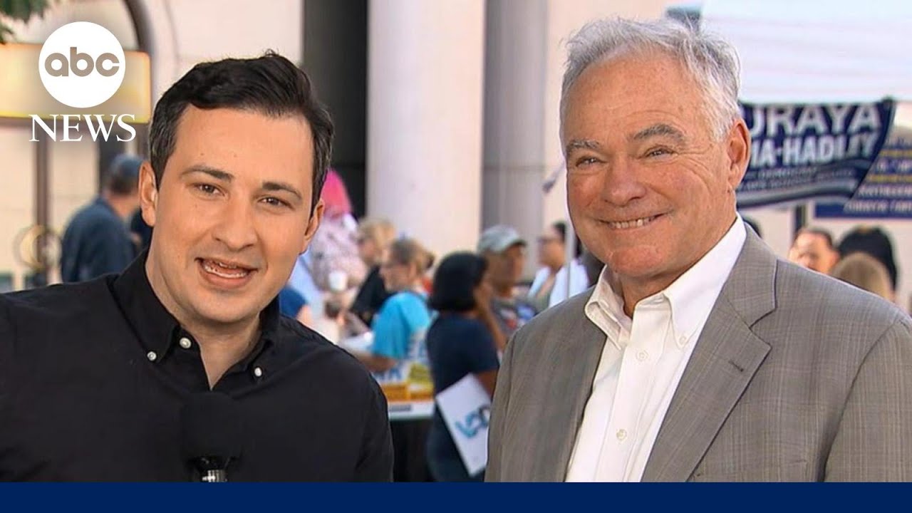 Sen. Tim Kaine at the polls as early in-person voting begins in 3 key states