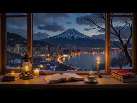 Winter Night in Japan ❄️ Soothing Jazz Piano & Snowfall Ambience for Deep Focus
