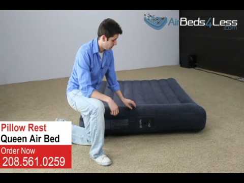 Blue air inflatable pillow, shape: rectangular