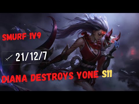 Smurf vs bronze players - Diana vs Yone S11 League of legends