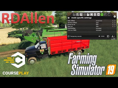 Courseplay Harvesting and Unloading with a Truck or Trailer