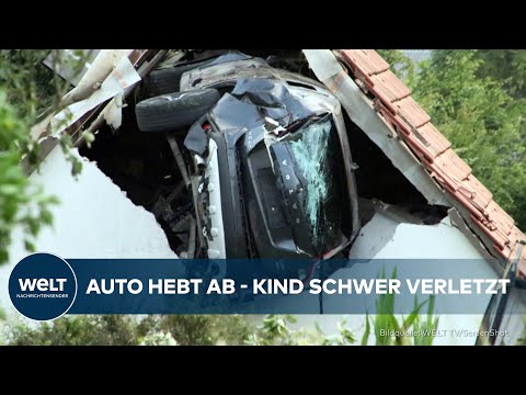 Video Thumbnail: AUTO IM TIEFFLUG: Unfall - Wagen kracht in Scheunendach und erfasst vorher noch Jungen auf Trampolin