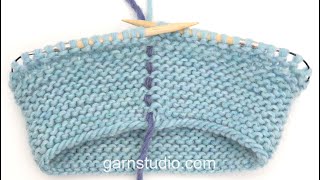 Video thumbnail for How to work garter stitch/ridges with knitted and purled stitches (round)–Continental knitting style