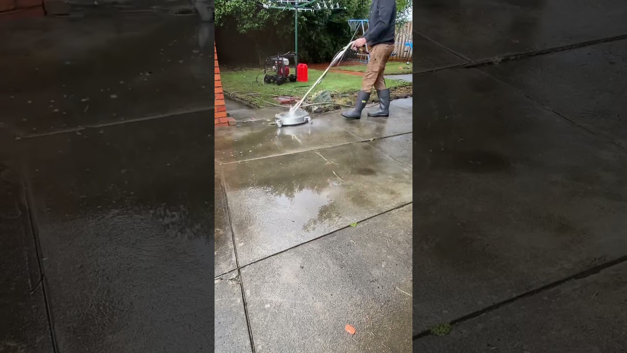 MOWING concrete with water. SATISFYING path CLEANING.