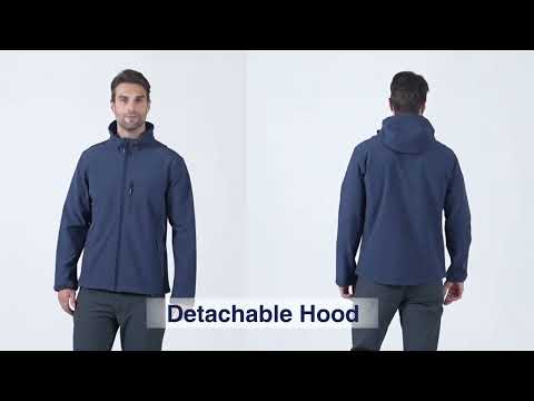 33,000ft Men's Softshell Jacket with Hood Fleece Lined Windbreaker Lightweight Waterproof Jackets