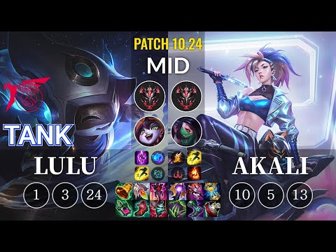 TLN Tank Lulu vs Akali Mid - KR Patch 10.24