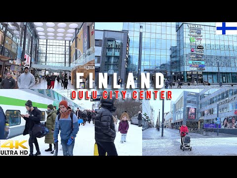 OULU CITY CENTER WINTER WALKING TOUR - FINLAND BIGGEST NORTHERN CITY 🇫🇮 4K/30fps - HDR | FEB 2025