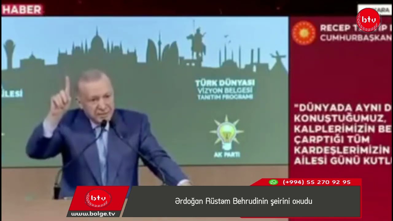 Ərdoğan Rüstəm Behrudinin şeirini oxudu