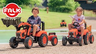 Falk Lábbal hajtós traktor 2060AB Kubota M6 utánfutóval