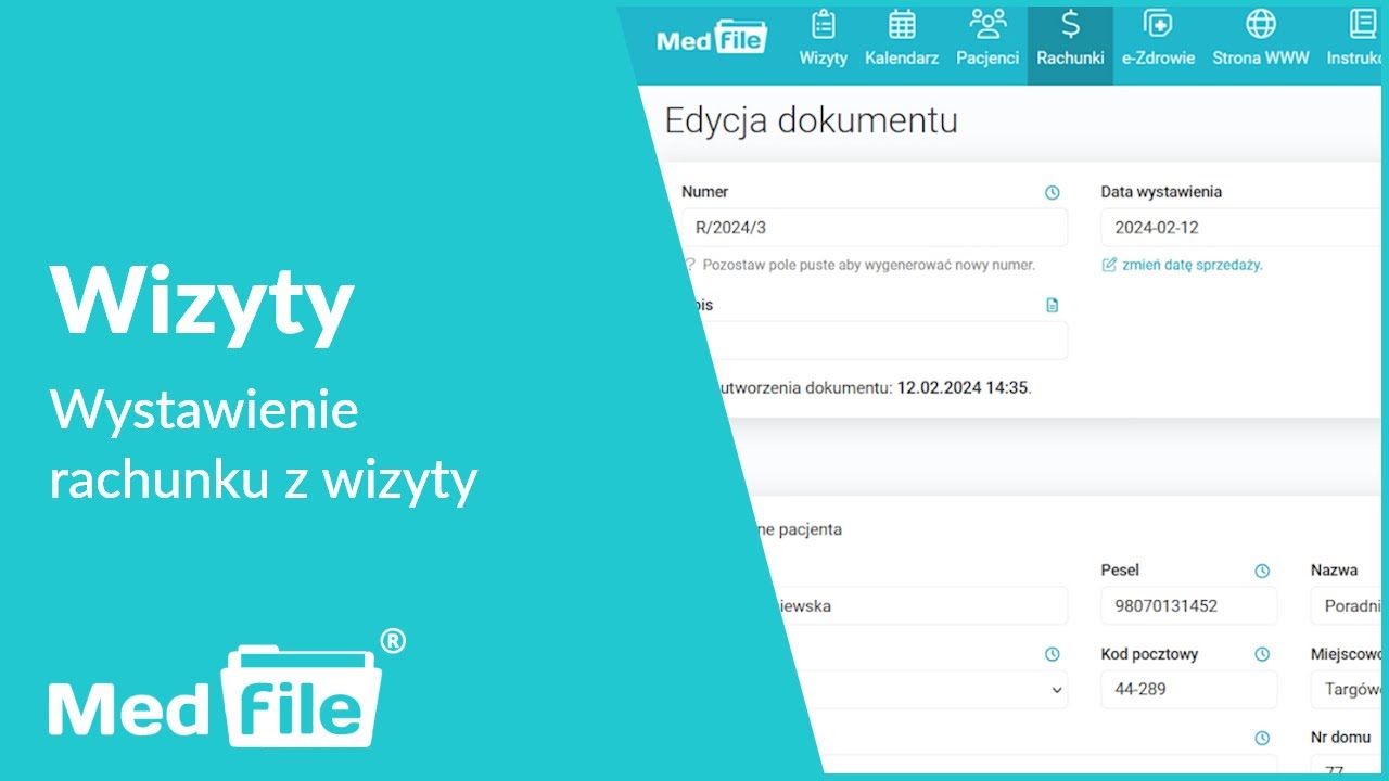 Wystawienie rachunku z wizyty