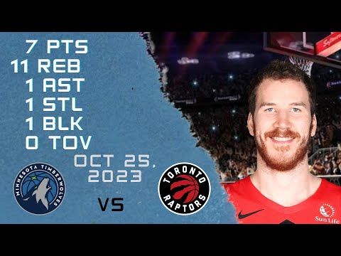 Jakob Poeltl player Highlights RAPTORS vs TIMBERWOLVES NBA Regular season game 25-10-2023