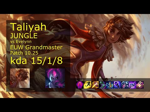 Taliyah vs Evelynn Jungle - EUW Grandmaster 15/1/8 Patch 10.25 Gameplay