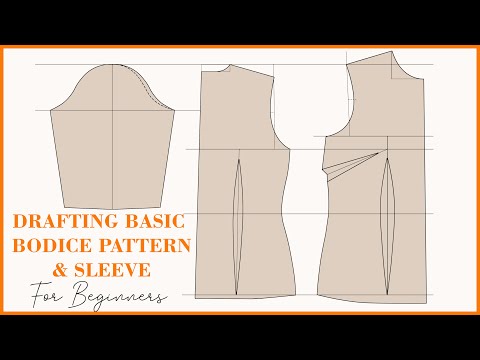 How To Draft Basic Bodice Pattern With Darts For BEGINNERS | Sleeve Drafting Tutorial