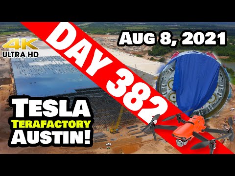 Tesla Gigafactory Austin 4K  Day 382 - 8/8/21 - Terafactory Texas - GIGA TEXAS & A BORING EXCLUSIVE!