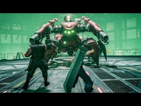 Final Fantasy 7 Remake - Cloud & Barret Vs Scorpion Sentinel (Without Healing Items)
