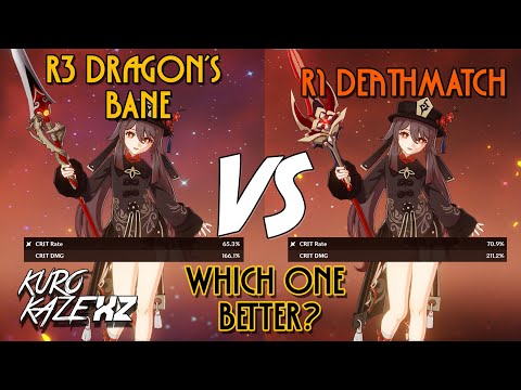 R3 Dragon's Bane VS R1 Deathmatch Hu Tao Damage Comparison | Genshin Impact