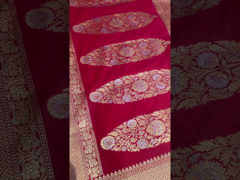 Red Sona Rupa Zari Jangla Jal Cutwork Weave Saree