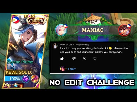 LING NO EDIT ROTATION MANIAC GAMEPLAY!! ~ Top 1 Global Ling Collector Skin - MLBB