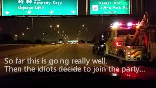 IDOT Emergency Traffic Patrol Pushes Stalled Jeep off Kennedy Expy-Chicago Road Rescues