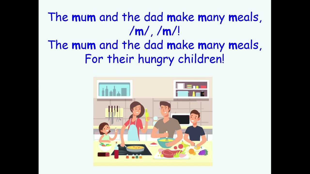 Jolly Phonics /m/ - Sound, Song, Vocabulary and Blending