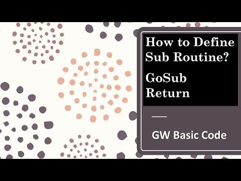 Sub Routine Gosub Return Statement Gw Basic Programming Tutorials