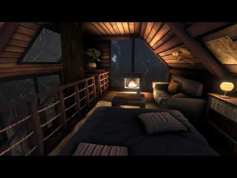 Cozy Treehouse with Rain & Fireplace Sounds to Sleep, Relax, Study