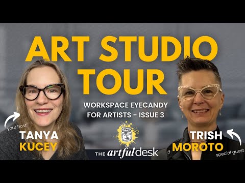 Behind the scenes art studio art supplies tour interview with Trish Moroto acrylic painter potter BC