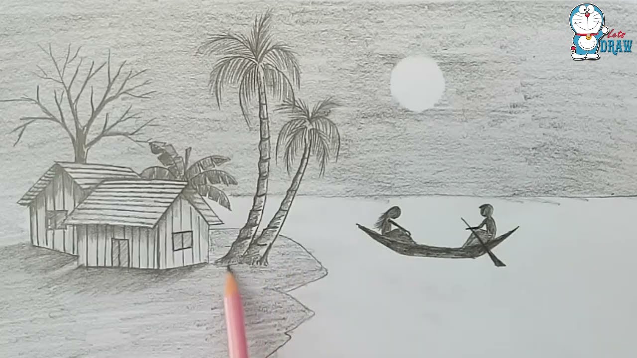 drawing how to draw moonlight night step by step instructions by farjana