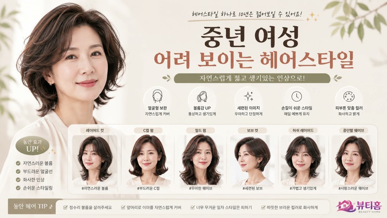 중년 여성 어려 보이는 헤어스타일 추천
