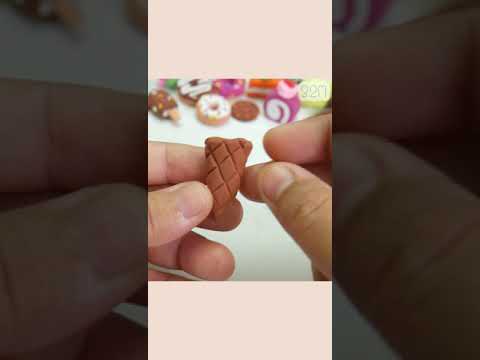 DIY How To Make Miniature Realistic Food ice cream cone with polymer clay | Polymer clay tutorial