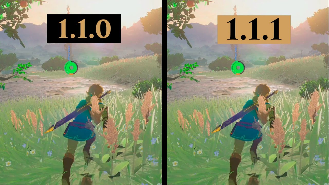 Zelda Breath of The Wild | 1.1.0 VS 1.1.1 Update | FRAMERATE FIXED - YouTube