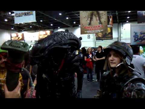 Alien on leash at MCM Expo Excel Centre London 30th October 2010