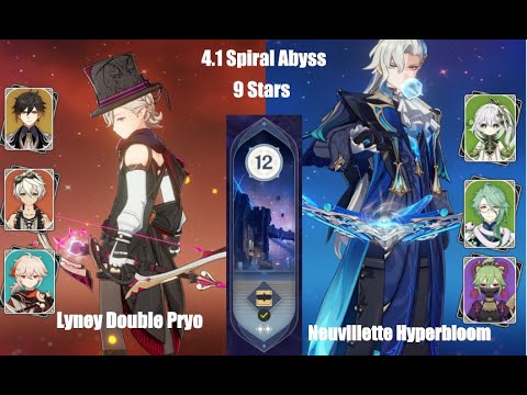 C0 Lyney Double Pryo & C0 Neuvillette Hyperbloom | Spiral Abyss 4.1  - Floor 12 9⭐