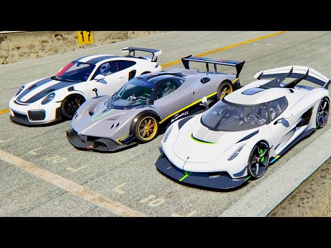 Koenigsegg Jesko vs Pagani Zonda R vs Porsche 911 GT2 RS - Highlands